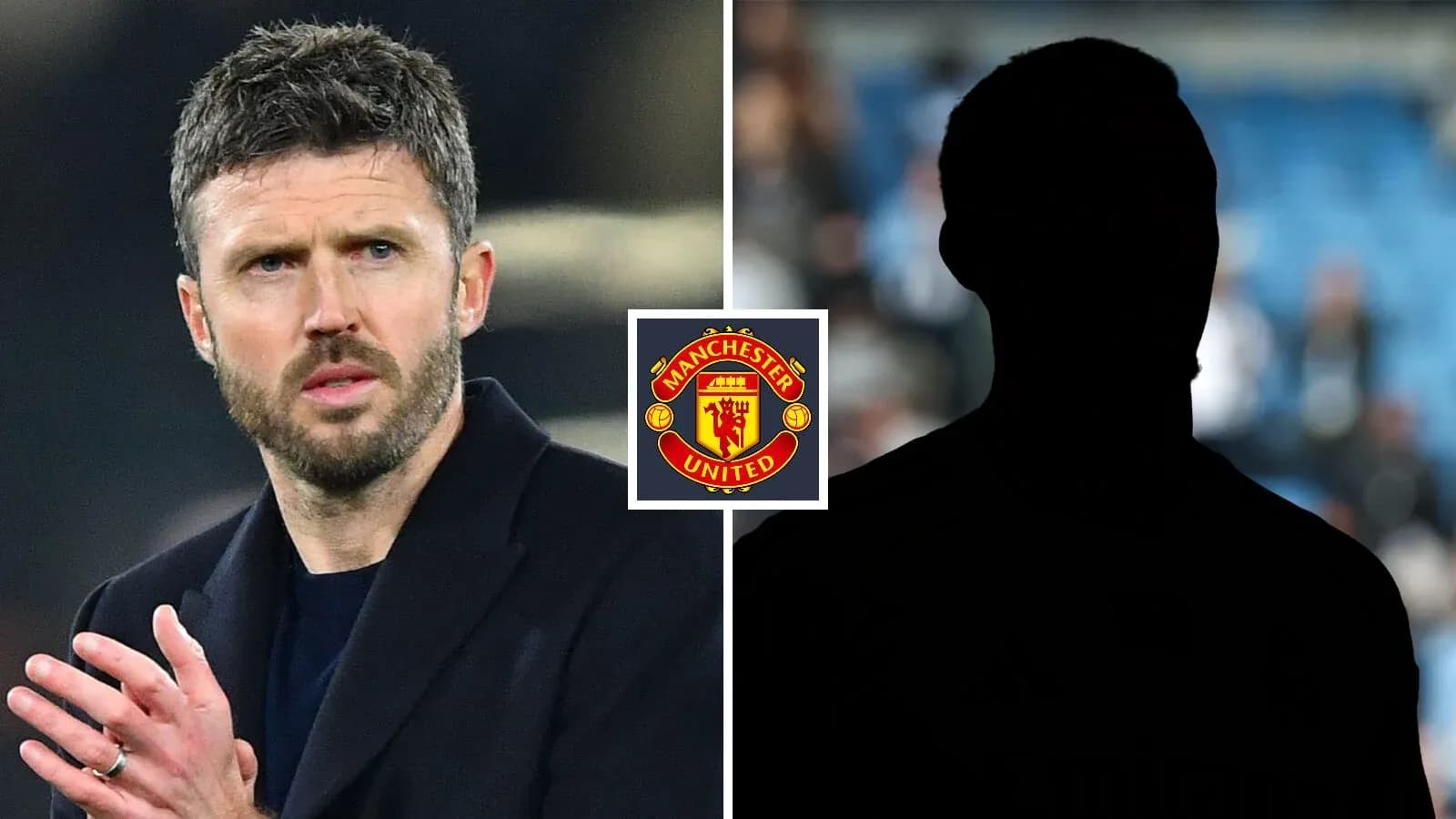 Michael Carrick with Manchester United logo in background