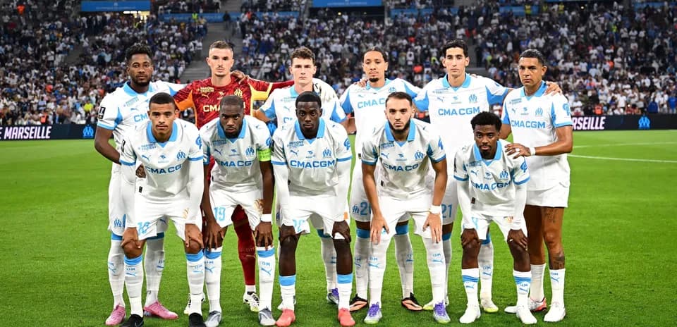 Olympique de Marseille team posing for group photo