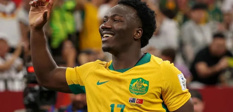 Player celebrating after scoring a goal for Australia
