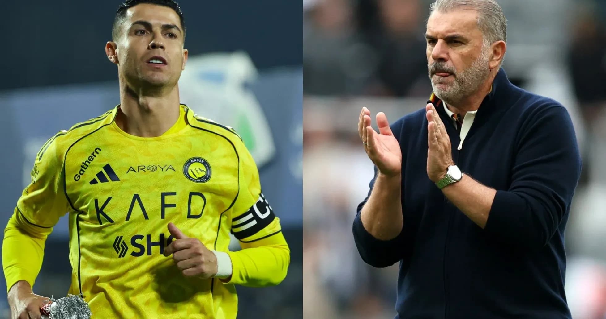 Cristiano Ronaldo and coach applauding during match