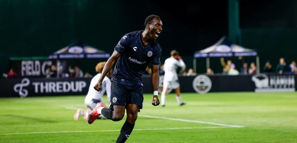 Player celebrating during Indy Eleven match