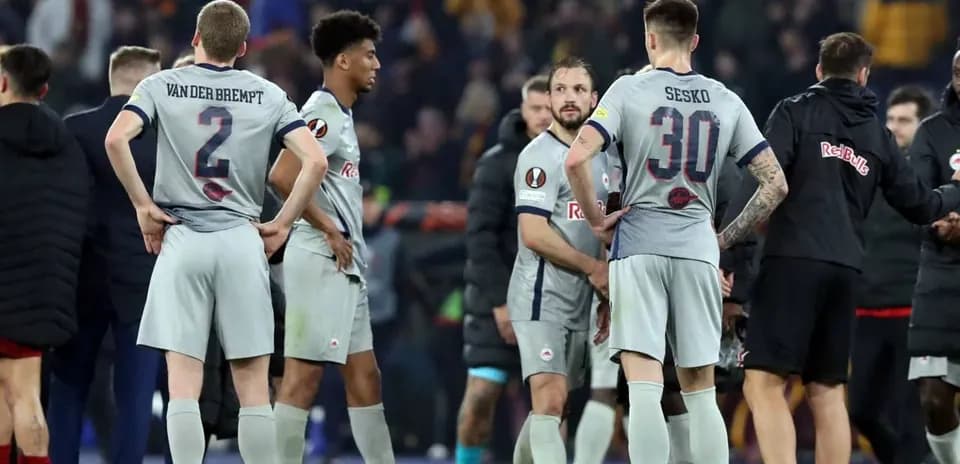 Red Bull Salzburg players discussing after match