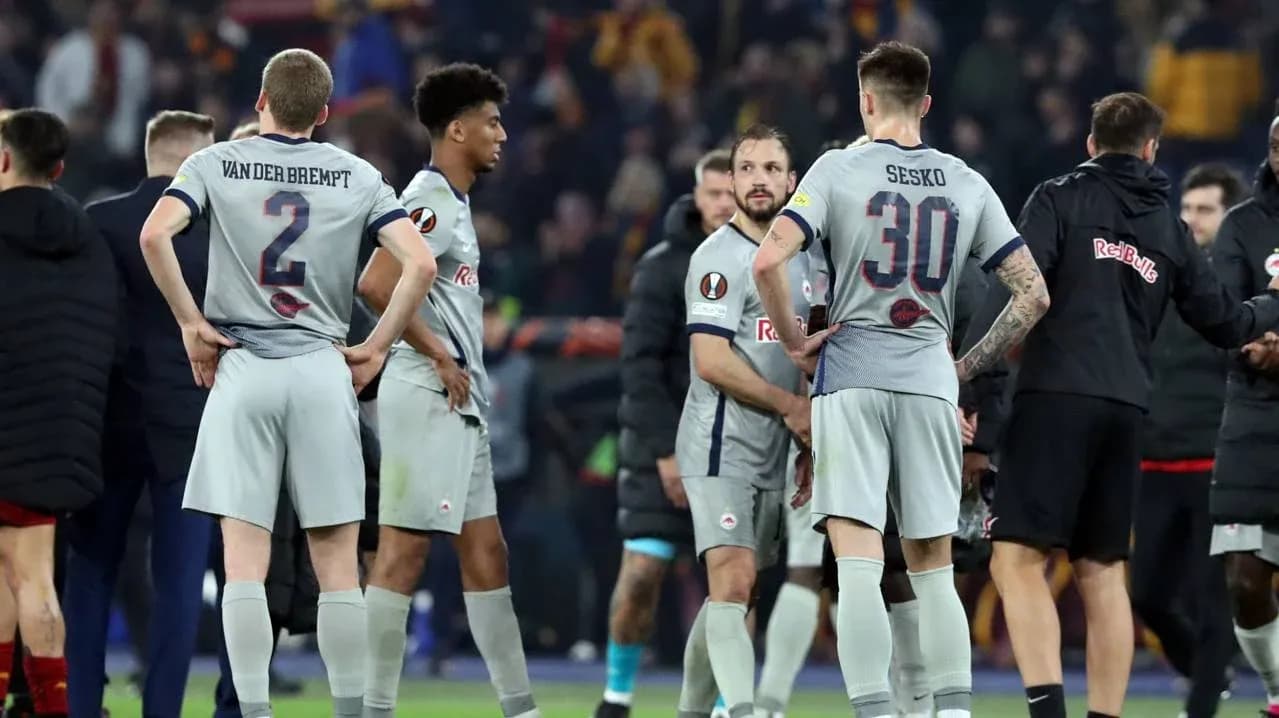 Red Bull Salzburg players discussing after match