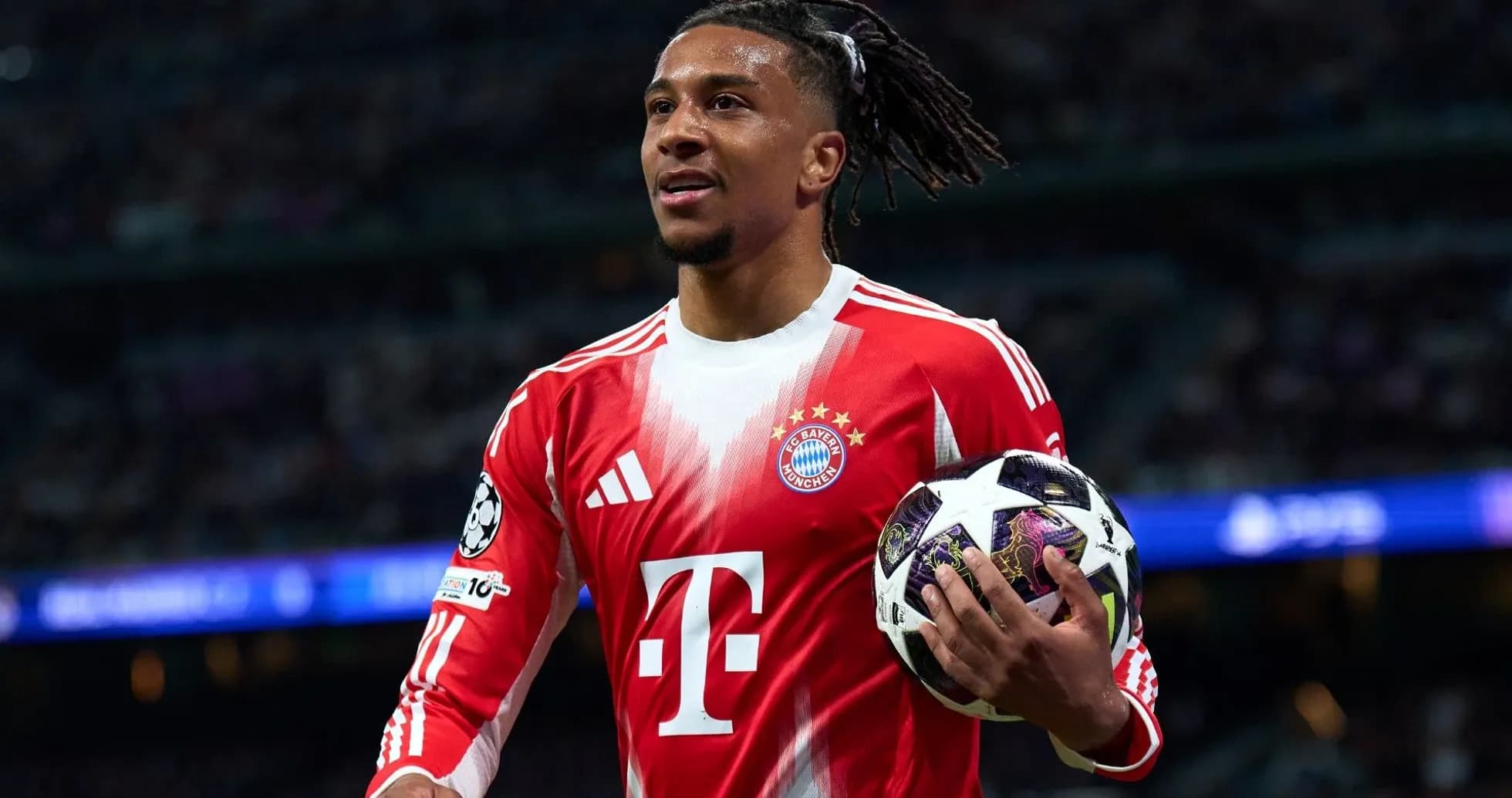 Player holding ball during UEFA Champions League match
