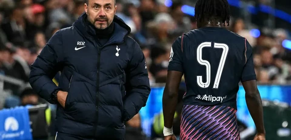 Tottenham manager and player during match interaction