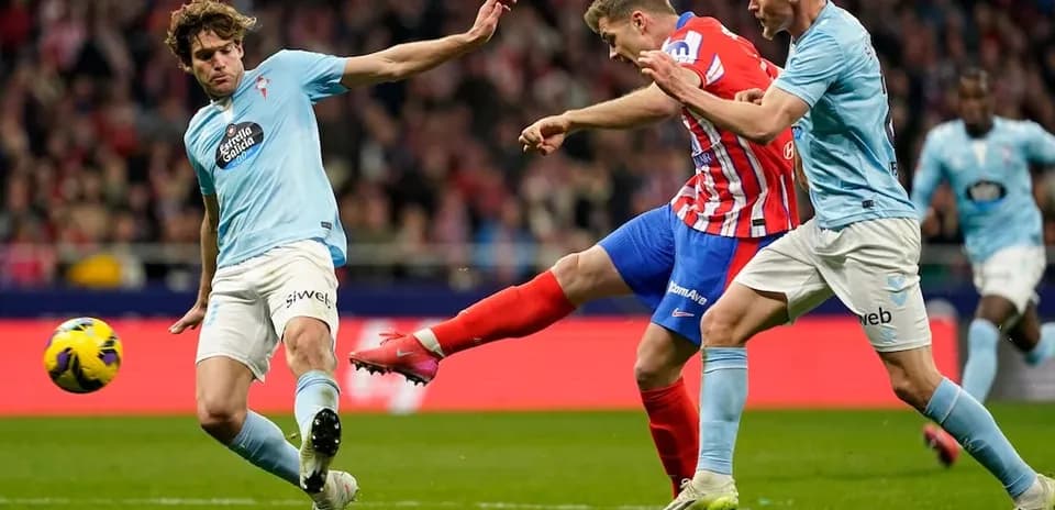 Atletico Madrid player shooting during La Liga match