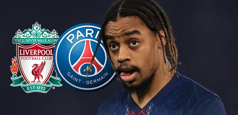 Player in PSG kit with Liverpool and PSG logos