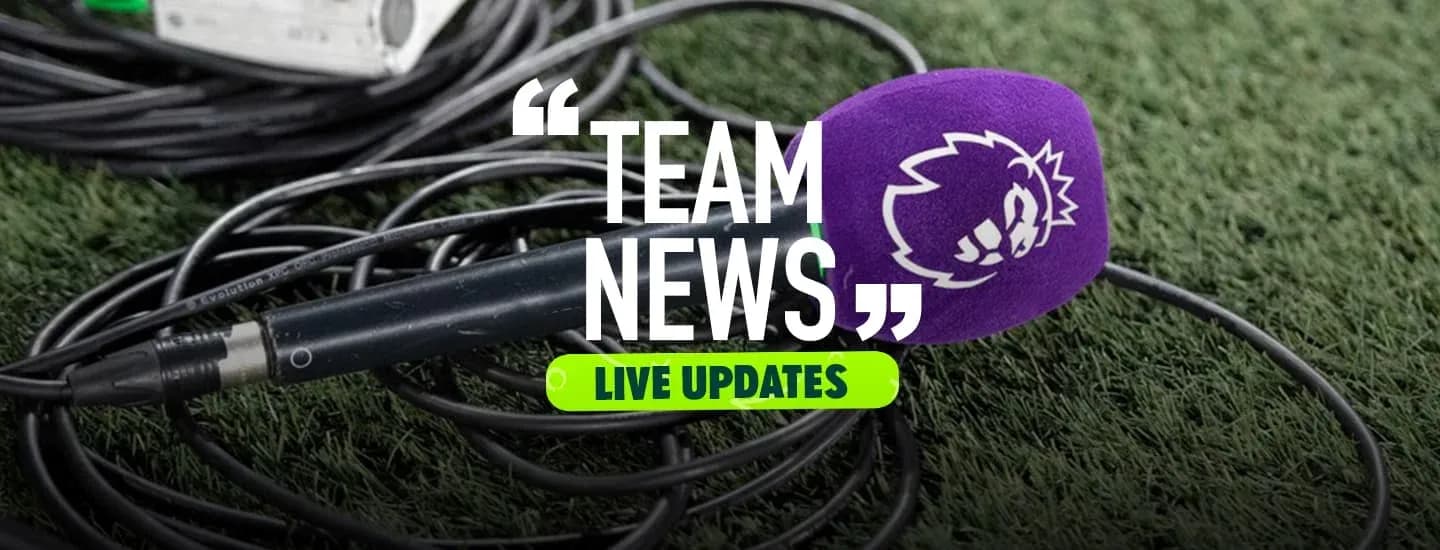 Microphone on grass with team news text overlay