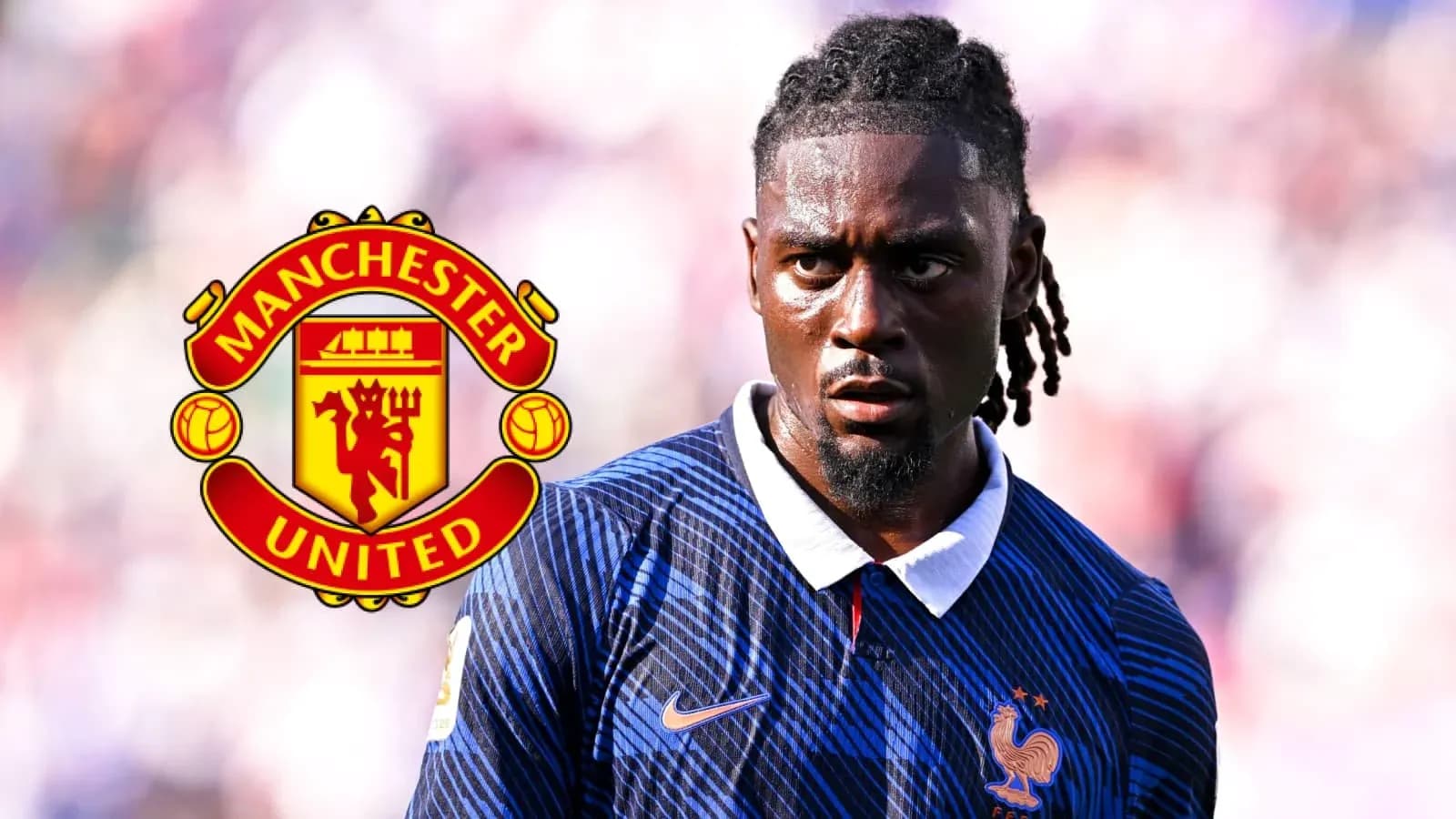 Player in France kit with Manchester United logo