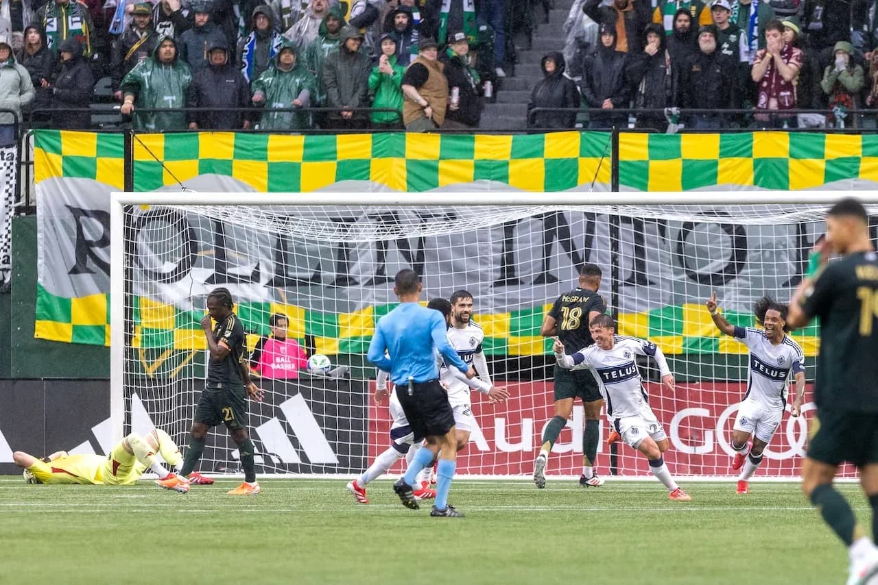 Vancouver Whitecaps II celebrating a goal