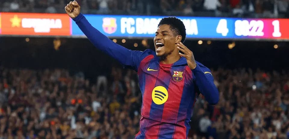 Barcelona player celebrating a goal during match