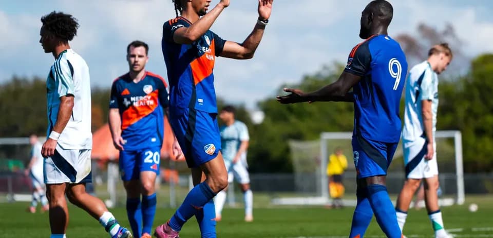 FC Cincinnati II players celebrating during match