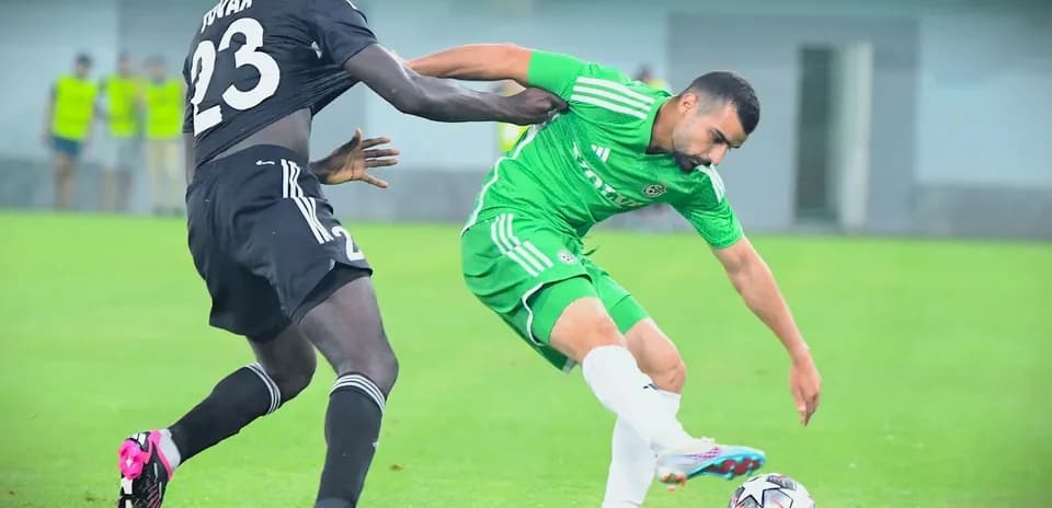 Player contesting the ball during match action