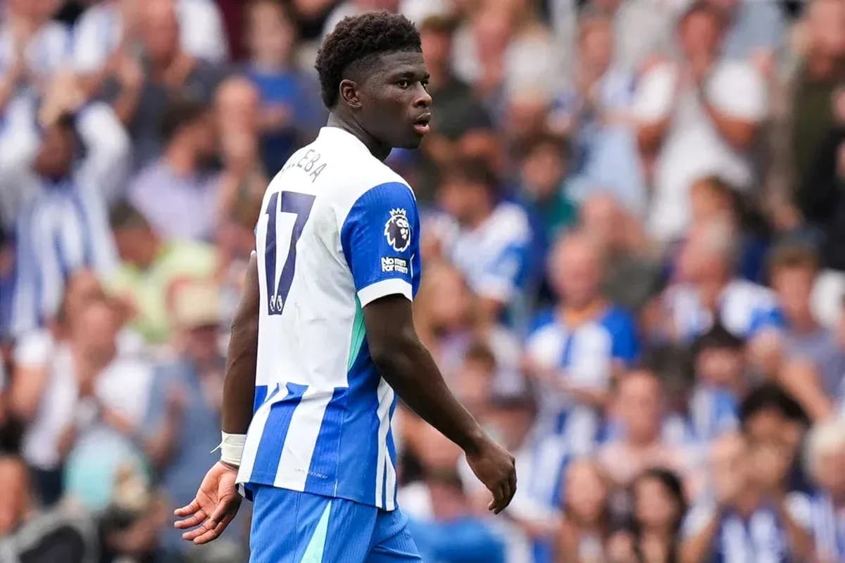 Player in Brighton kit on the field during match