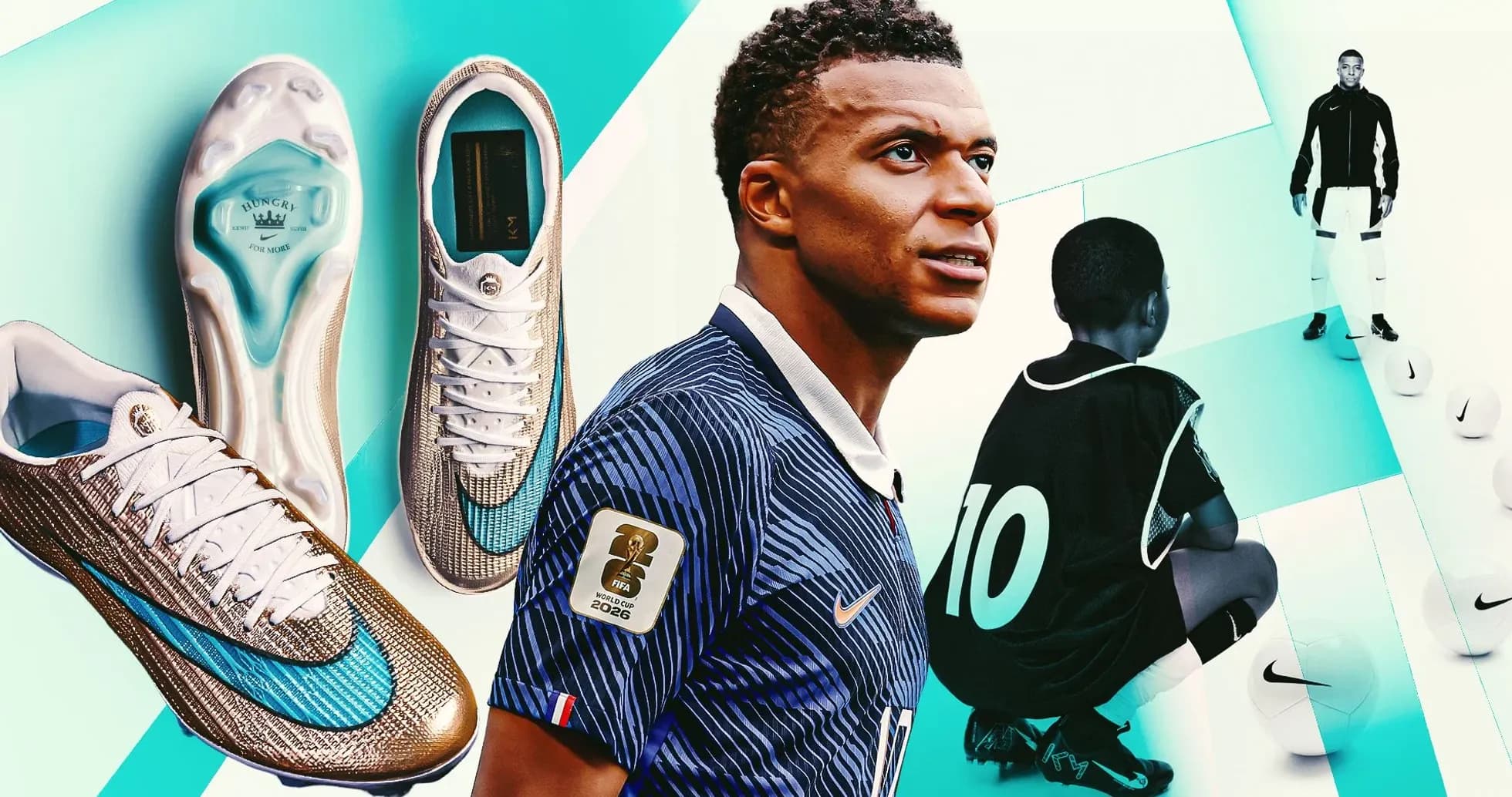 Kylian Mbappé showcasing new football boots and training