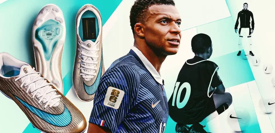 Kylian Mbappé showcasing new football boots and training