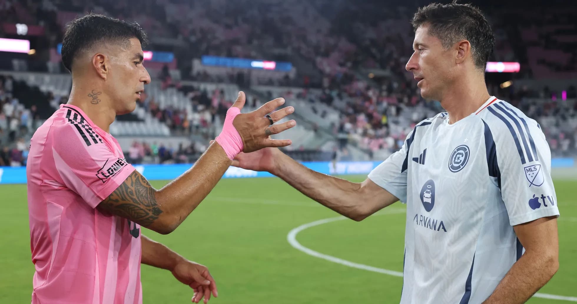 Players shaking hands after the match