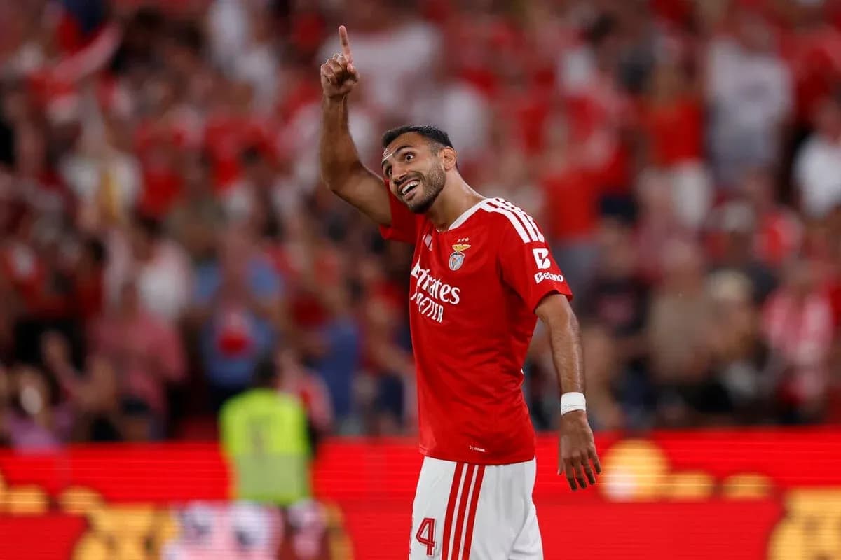 Benfica player celebrating during UEFA match