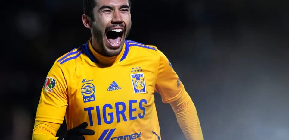 Tigres UANL player celebrating a goal