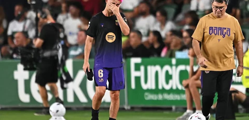 Player walking off the field during match