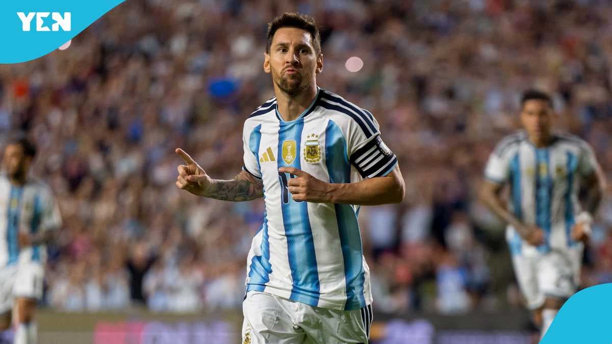 Lionel Messi celebrating a goal for Argentina