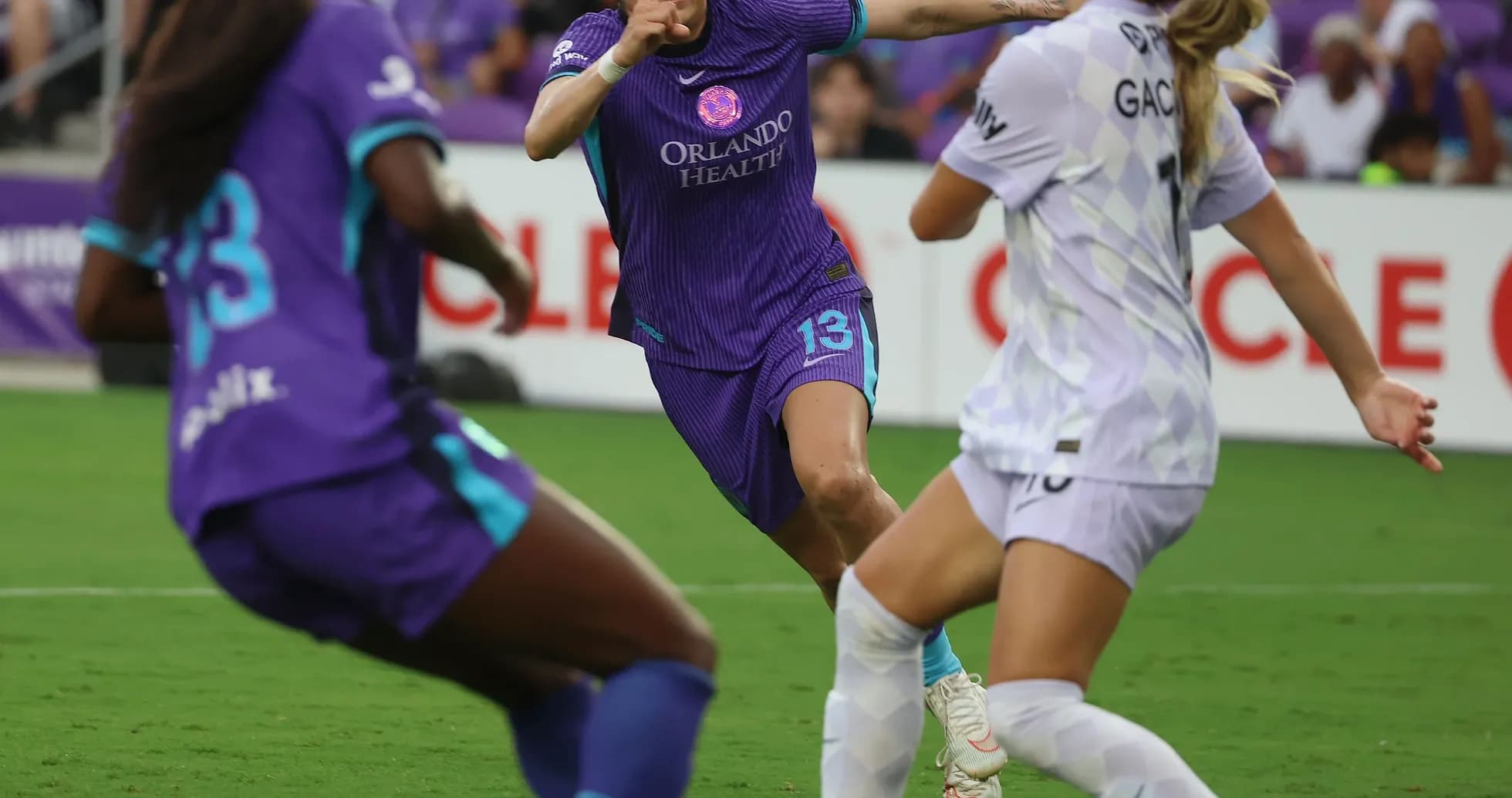 Orlando Pride player in action against Portland Thorns