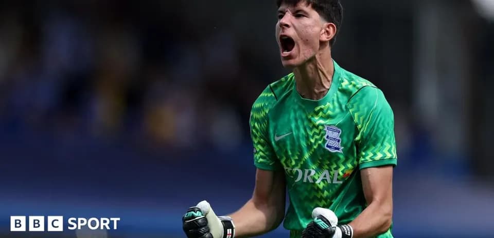 Birmingham City goalkeeper celebrating a save