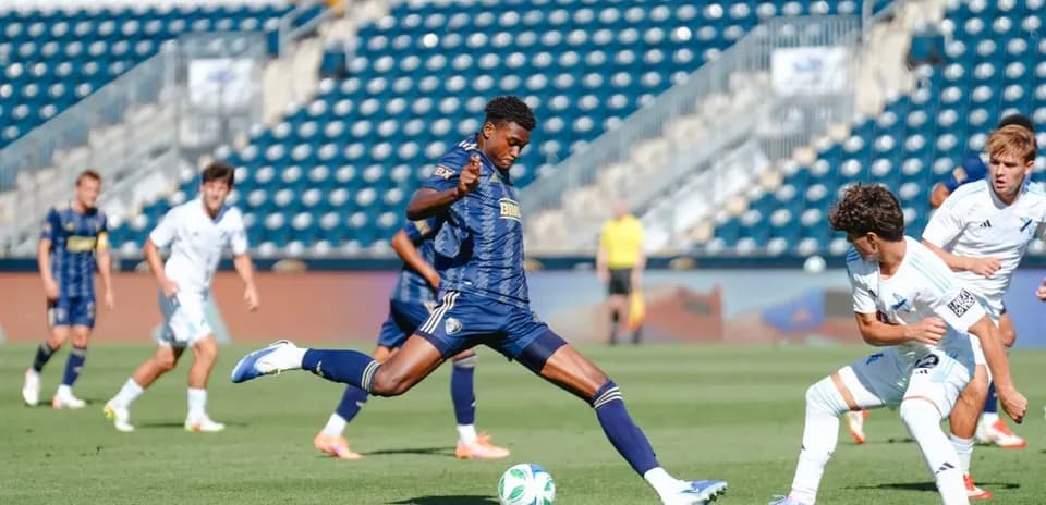 Player shooting during Philadelphia Union II match