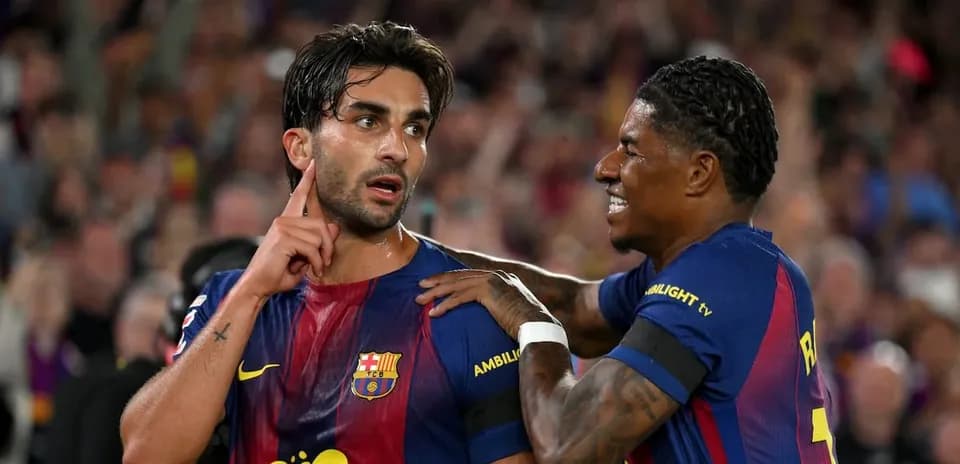 Barcelona players celebrating a goal during match