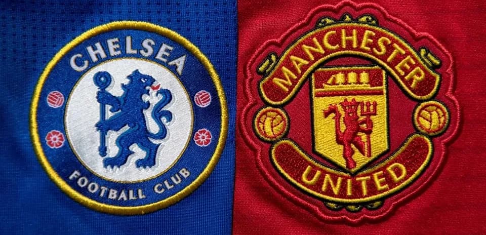 Chelsea and Manchester United club logos on fabric