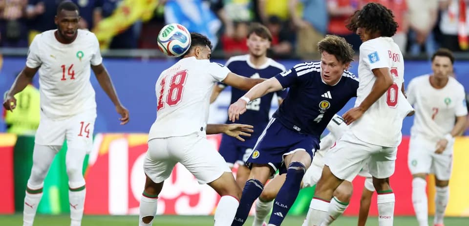 Players contesting for the ball during a match