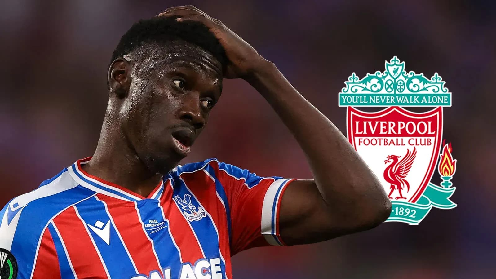 Crystal Palace player reacts during match against Liverpool