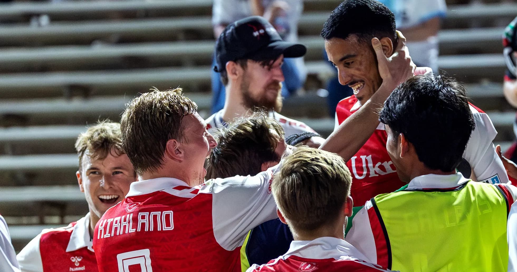 Players celebrating during Loudoun United match