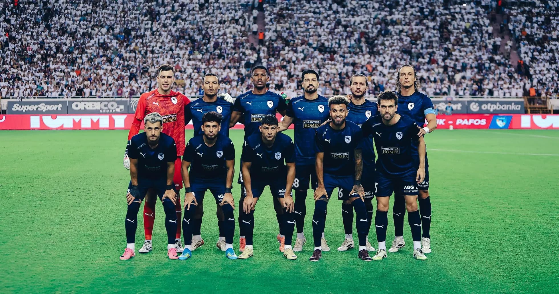 Pafos FC team lineup before UEFA match