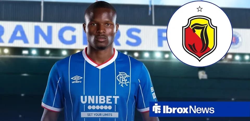Player in Rangers kit with club logo displayed