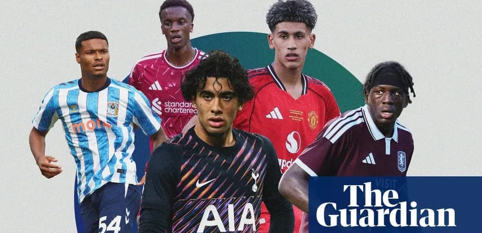 Five young football players from various teams
