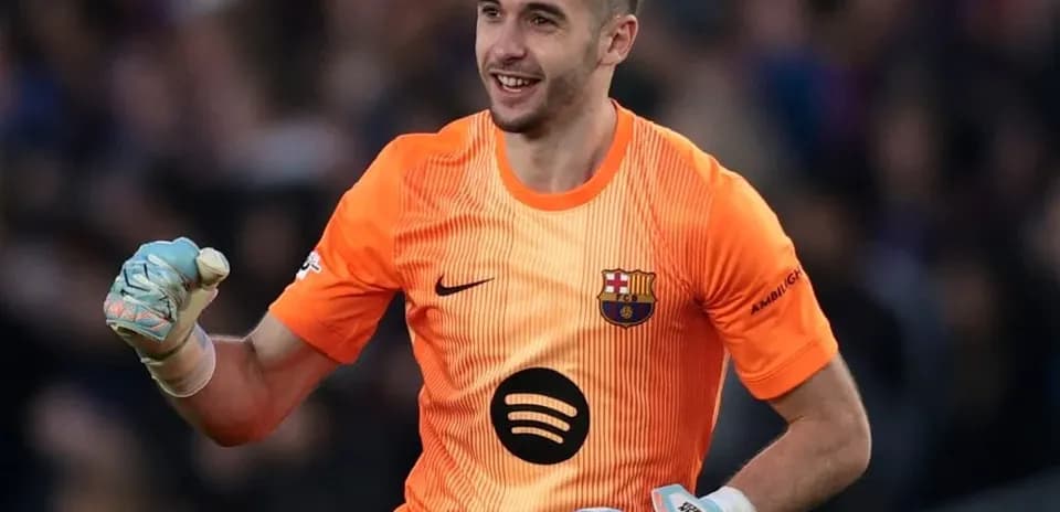 Goalkeeper celebrating during a match for Barcelona