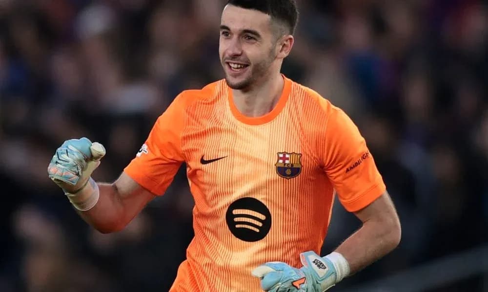 Goalkeeper celebrating during a match for Barcelona