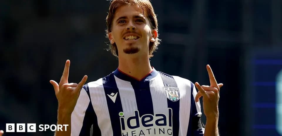 Player celebrating a goal in West Bromwich Albion kit