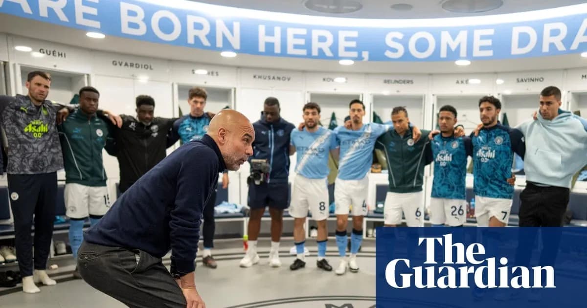 Coach addressing players in locker room before match