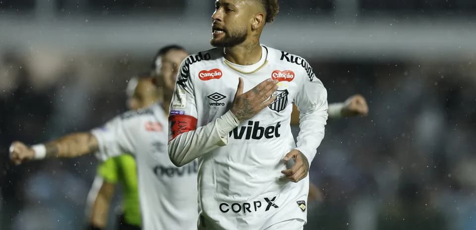 Neymar celebrating after scoring for Santos FC