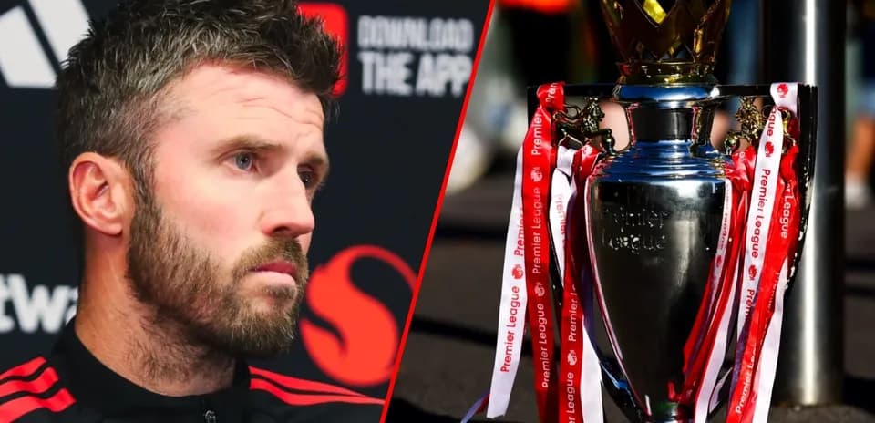 Player in press conference with Premier League trophy