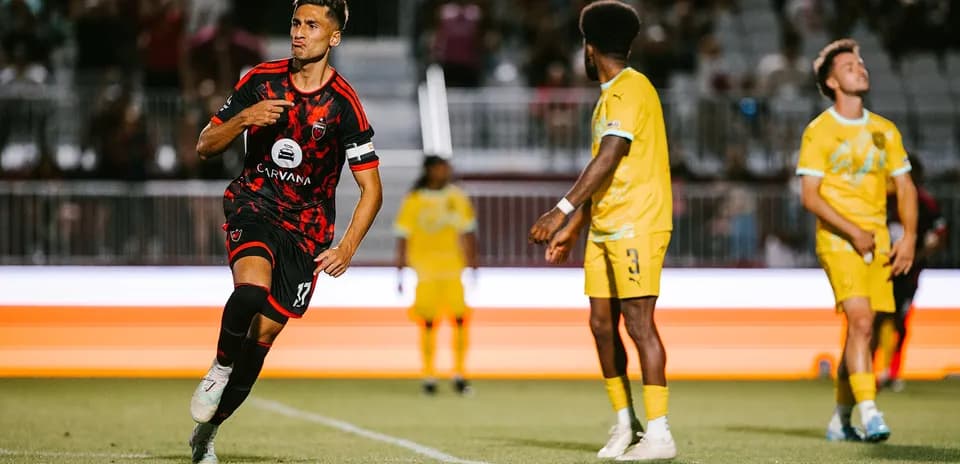 Player celebrating during New Mexico United match