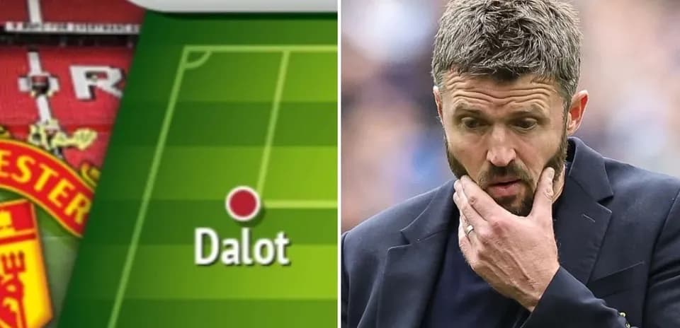 Dalot's position on the field with coach looking concerned
