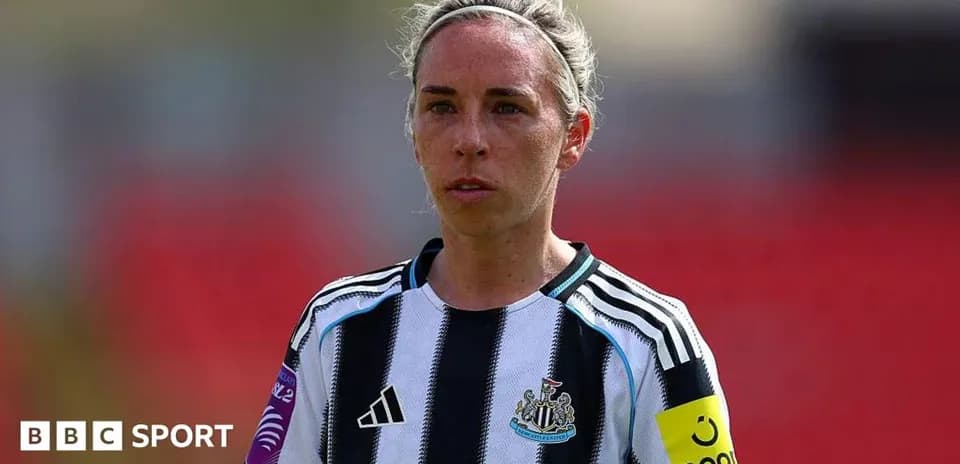 Female football player wearing Newcastle United kit