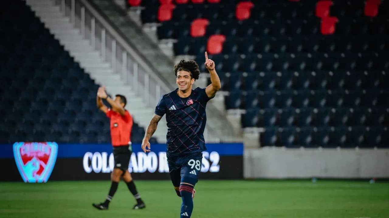 Player celebrating during Colorado Rapids II match Player celebrating during Colorado Rapids II match