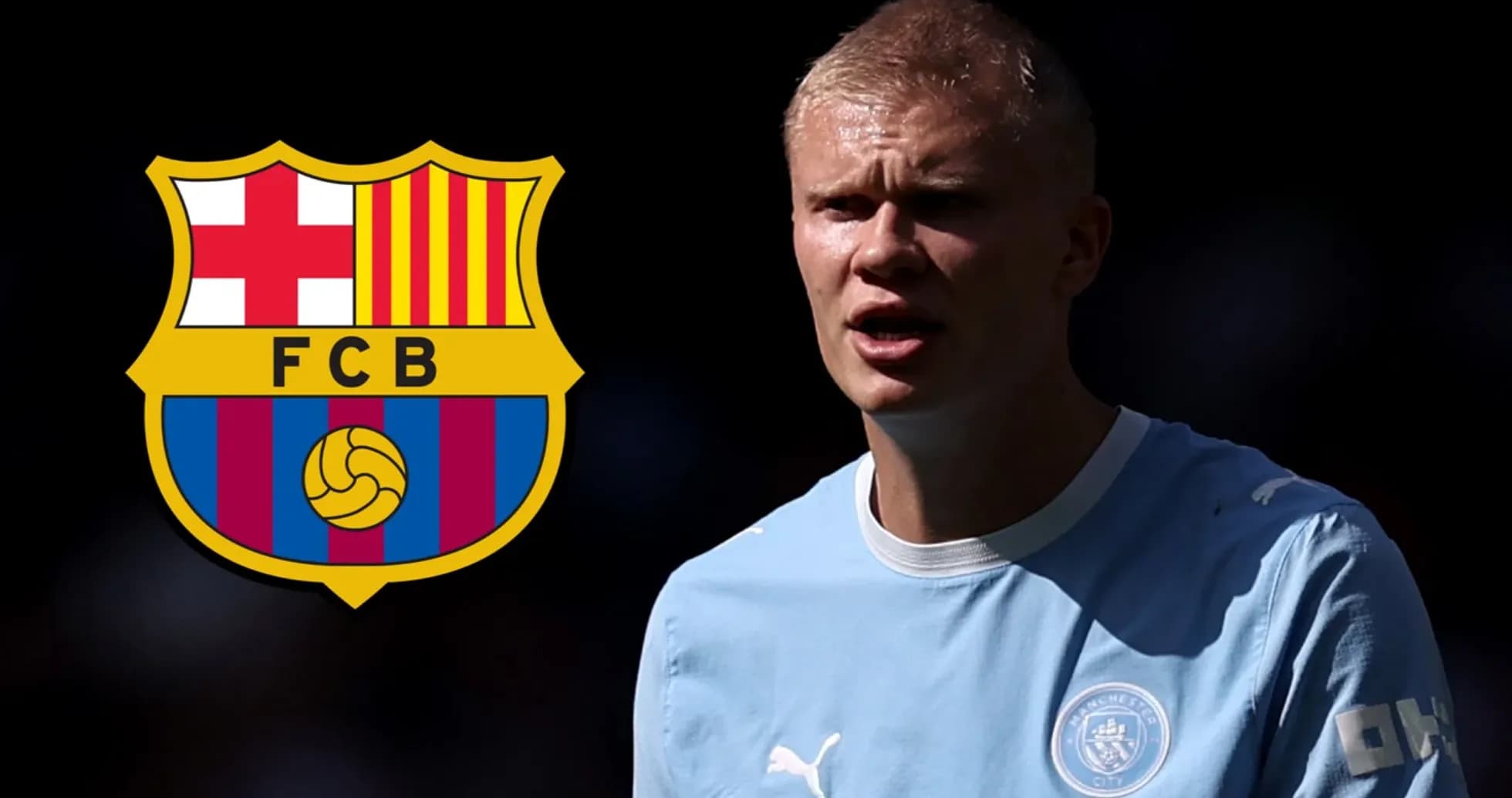Player in Manchester City kit with Barcelona logo