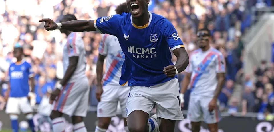 Everton player celebrating a goal during match