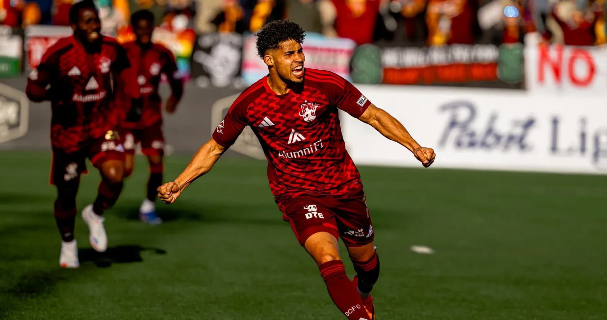 Player celebrating goal during Charleston Battery match