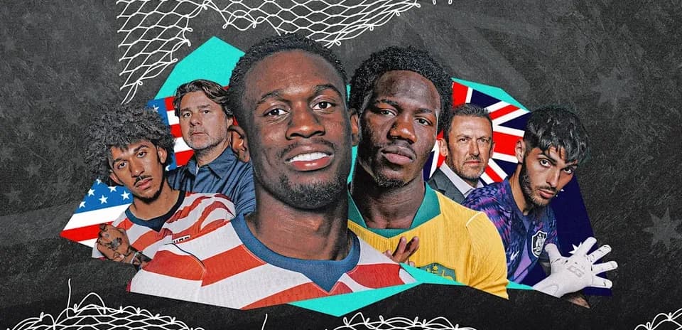 Collage of soccer players from different countries